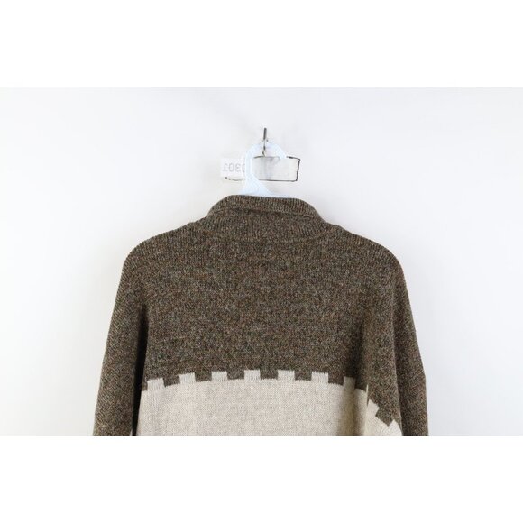 Vtg 90s Streetwear Mens Large Alpaca Wool Blend Knit Collared Sweater Earth Tone - Picture 10 of 11